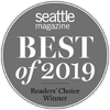 Circular badge saying "Seattle Magazine Best of 2019 Readers' Choice Winner."